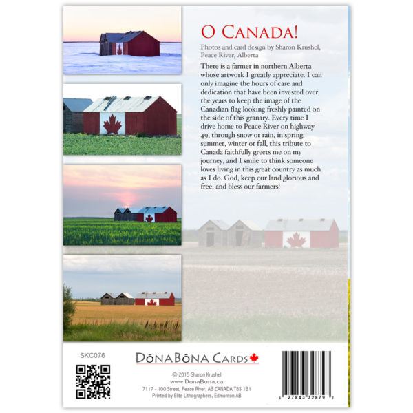 Photos of the Canadian Flag Granary in winter, spring summer and fall