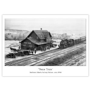 Peace River Train Station, Northern Alberta Railway, historical photo, train bridge, 1930