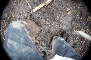 rubber boots stuck in the mud